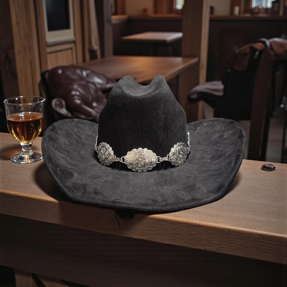 Western Felted Hat with Silver Accents Unisex NWOT